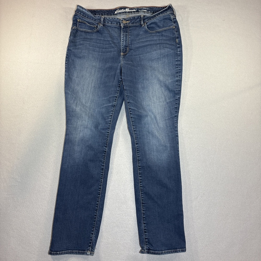 Eddie Bauer Jeans Womens Size 16 Short Curvy Straight Dark Wash Mid Rise 36x31